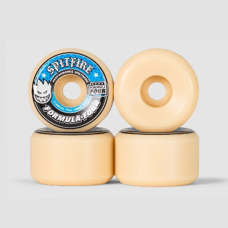 Skateboard Wheels for Easy Maintenance-Spitfire Formula Four Conical Full 99du Skateboard Wheels Natural/Blue 58mm