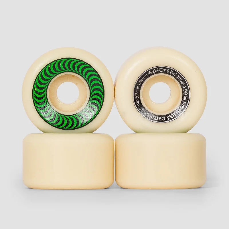 Skateboard Wheels with Special Hardness-Spitfire Formula Four OG Classic 99a Skateboard Wheels Natural/Green 52mm