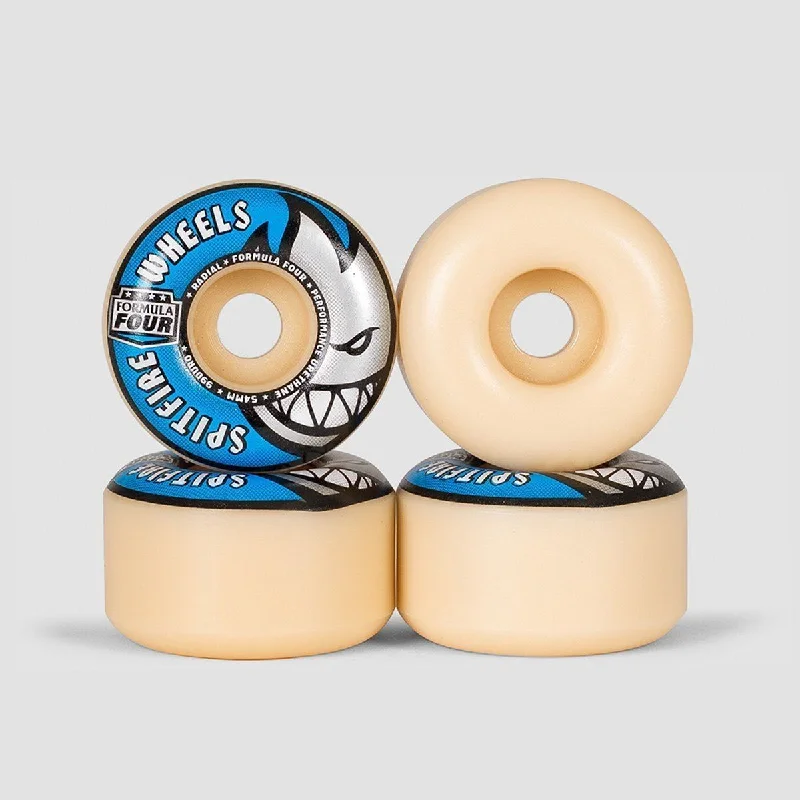 Skateboard Wheels for Advanced Skaters-Spitfire Formula Four Radial 99DU Skateboard Wheels Natural/Blue 54mm