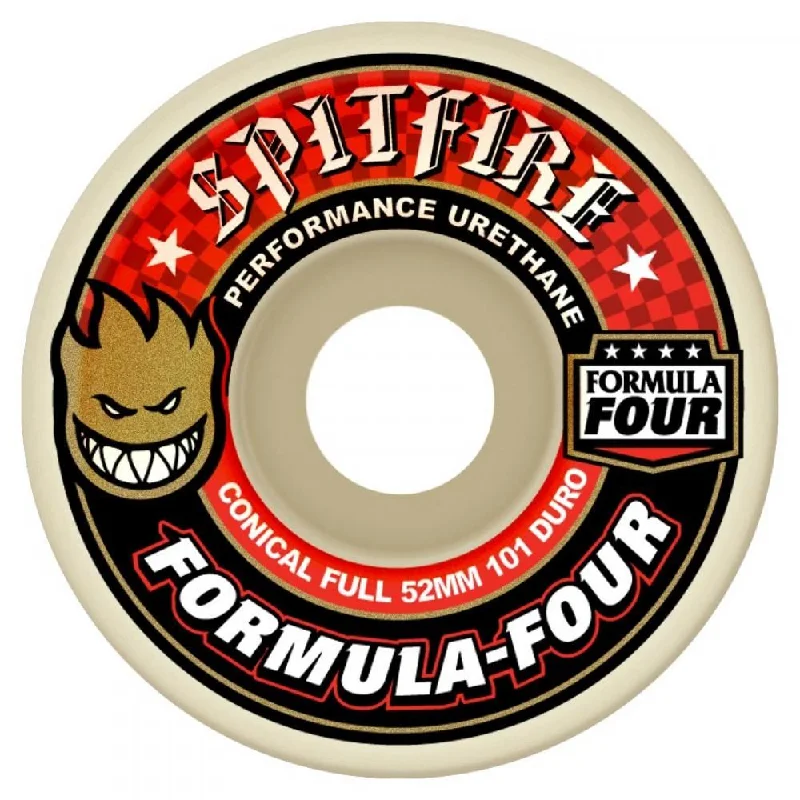 Skateboard Wheels with Advanced Bearing System-Spitfire Formula Four Skateboard Wheels Conical Full 101 DU - Natural