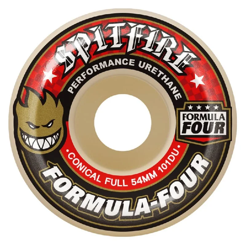 Skateboard Wheels with Extra Durability for Rough Terrain-Spitfire Formula Four Skateboard Wheels Conical Full 101 - Natural