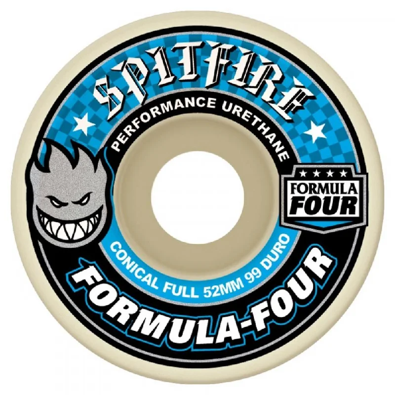 Skateboard Wheels for Skateboarding in All Conditions-Spitfire Formula Four Skateboard Wheels Conical Full 99 DU - Natural