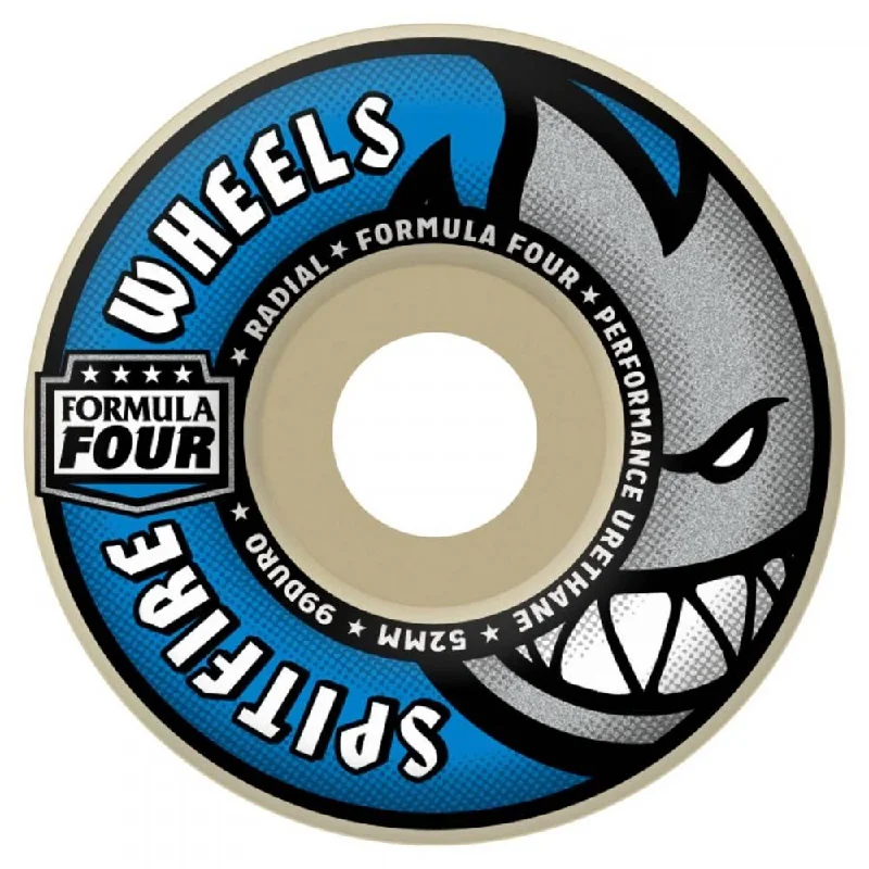 Skateboard Wheels with Grip for Tricks-Spitfire Formula Four Skateboard Wheels Radial 99 DU - White