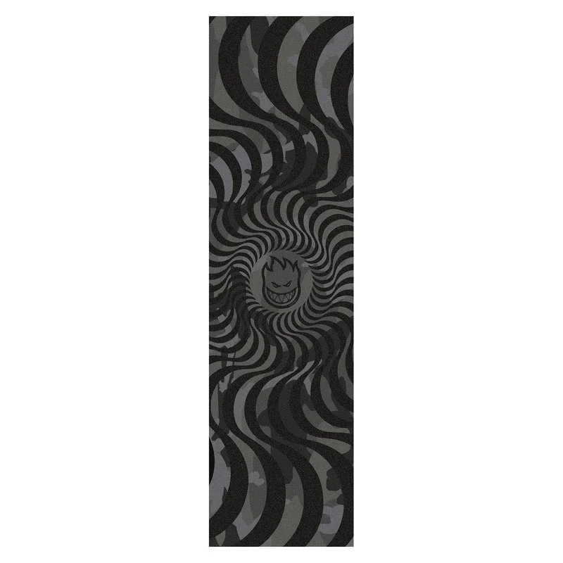 Skateboard Grip Tape for Easy Installation-Spitfire Mob Single Sheet Griptape - Classic Swirl Black Camo