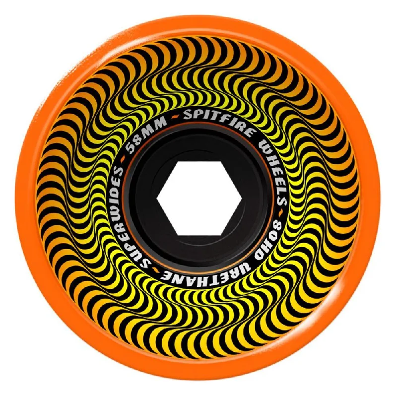 Skateboard Wheels for Slippery Surfaces-Spitfire Skateboard Wheels Superwides 80HD - Orange