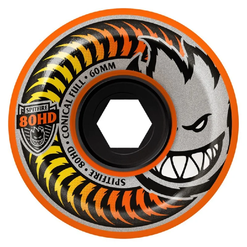 Skateboard Wheels with Deep Concave-Spitfire Soft Skateboard Wheels Conical Full 80HD - Orange