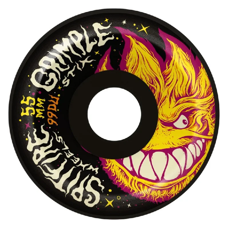 Skateboard Wheels for All Terrain-Spitfire X Grimple F4 Skateboard Wheels Grimplehead Lock-In Full 99 - Black