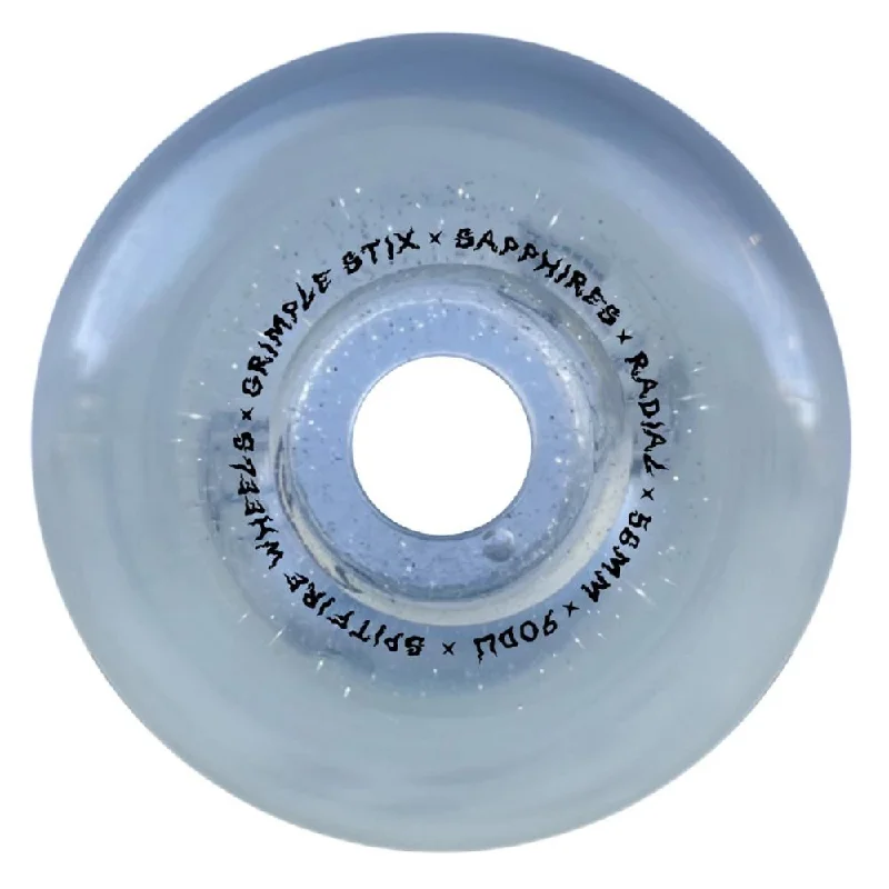 Skateboard Wheels for Park and Street Use-Spitfire X Grimple Skateboard Wheels Sapphire Grimple Dust - Clear W / Silver Glitter