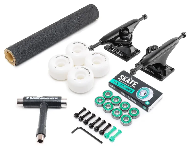 Skateboard Trucks for Professional Riders-Tensor x Skatewarehouse Full Skateboard Undercarriage Kit - Black Trucks