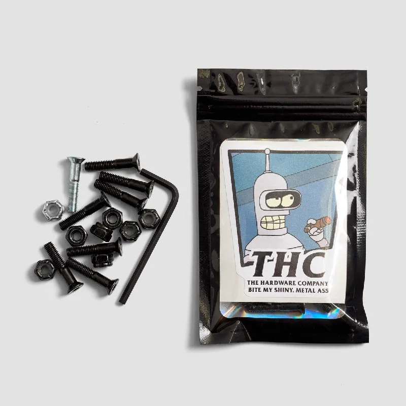 Skateboard Hardware for Easy Deck Adjustments-The Hardware Company THC Bender Allen Truck Bolts Black/Silver 1"