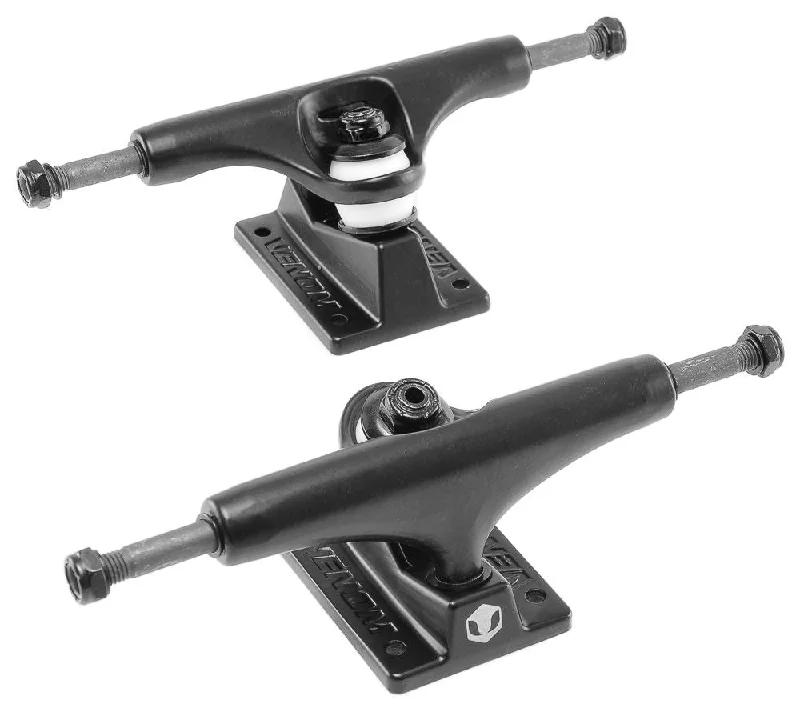 Skateboard Trucks for Street and Ramp Skating-Venom Pro Matt Black Light Hollow Kingpin & Axle PRO Skateboard Trucks - 5.0"