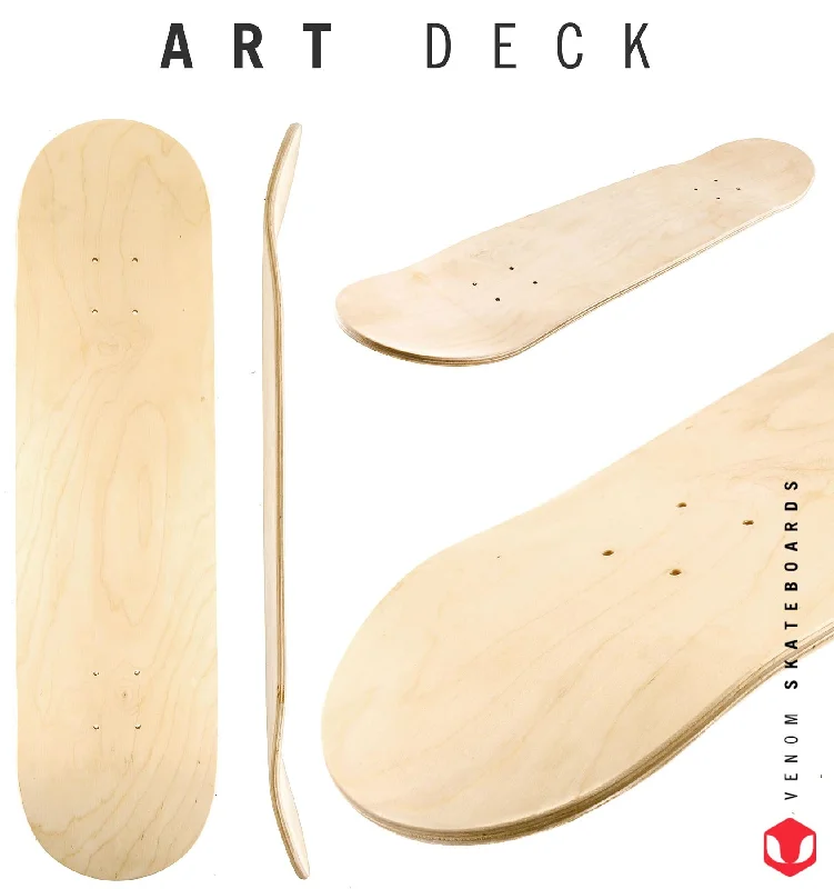 Skateboard Deck with Eco-Friendly Materials-Venom Skateboards Blank Plain Art Deck Natural Unvarnished - 8.0" [PRE-ORDER]