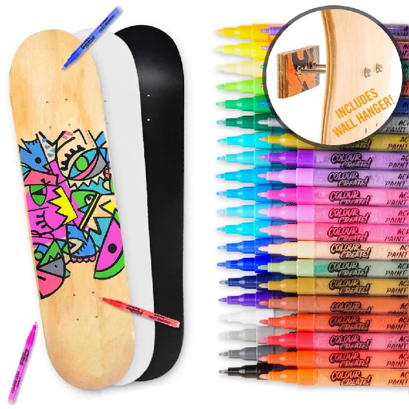 Skateboard Deck for Fun Riding-Venom Skateboards Deck With Colour Create Pens & Free Deck Wall Hanger