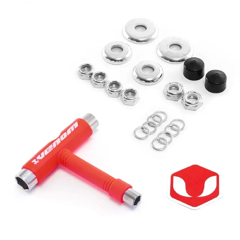 Skateboard Hardware for Enhanced Board Feel-Venom Skateboards T Tool Red & Truck Rebuild Kit Gift Pack