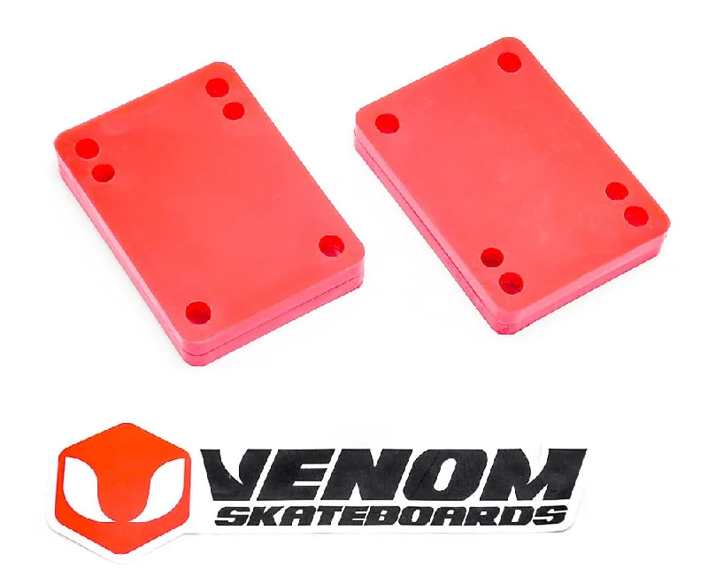 Skateboard Hardware with Long-Lasting Bearings-Venom Skateboards Truck Risers - 1/2" - Red