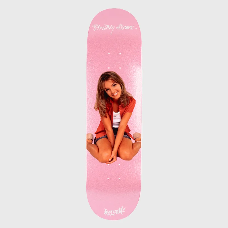 Skateboard Deck with Artwork-Welcome Skateboards - 8.5" Britney Spears Baby One More Time Skateboard Deck - Pink Glitter