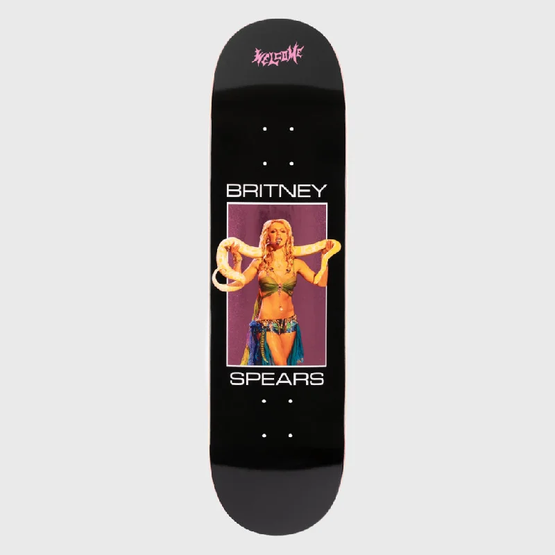 Custom Graphic Skateboard Deck-Welcome Skateboards - 8.5" Britney Spears Snake Skateboard Deck - Black / Pink Foil