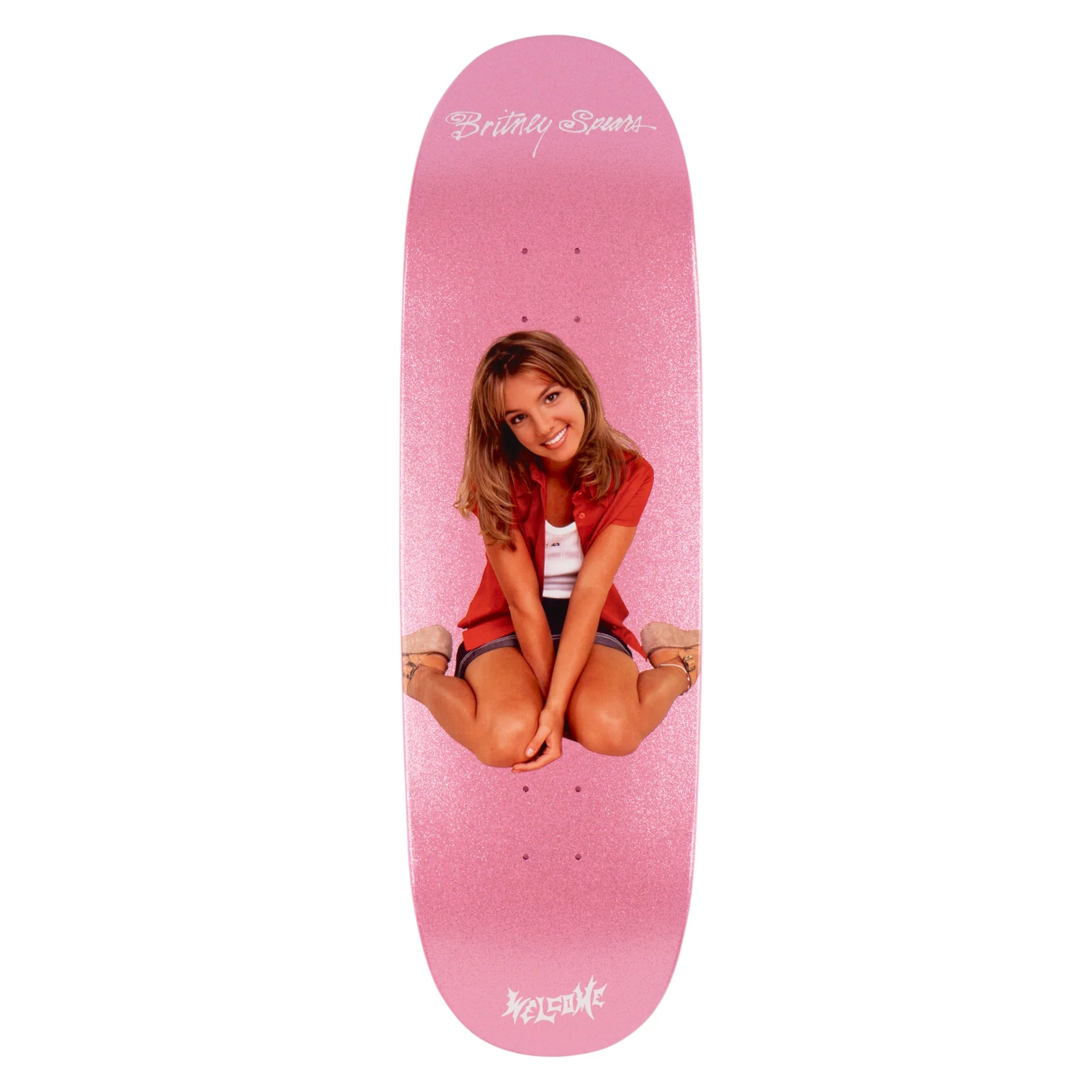 Custom Skateboard Deck with Graphic-Welcome Skateboards - 9.5" Britney Spears Baby One More Time On Boline 2.0 Skateboard Deck - Pink Glitter