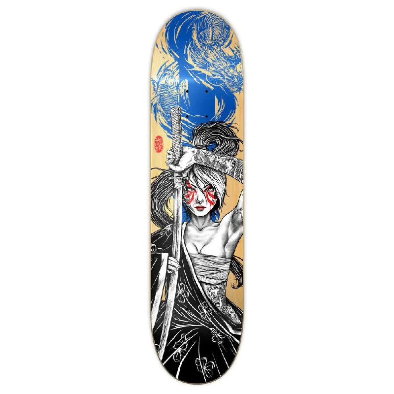 Skateboard Deck for Tricks-Yocaher Graphic Skateboard Deck  - Samurai Series - Girl Samurai Blue Dragon